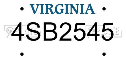 4SB2545 Virginia License Plate