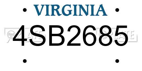 4SB2685 Virginia License Plate