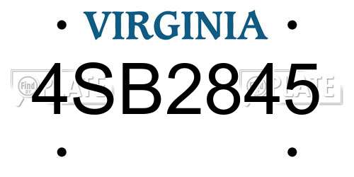 4SB2845 Virginia License Plate