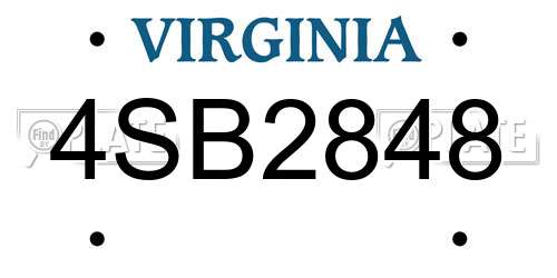 4SB2848 Virginia License Plate