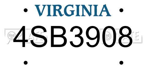 4SB3908 Virginia License Plate