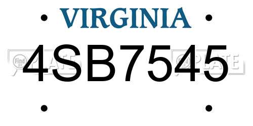 4SB7545 Virginia License Plate