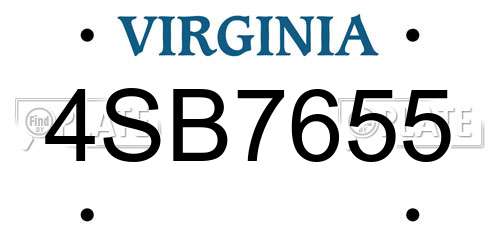 4SB7655 Virginia License Plate