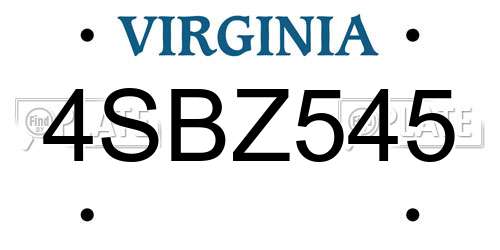 4SBZ545 Virginia License Plate
