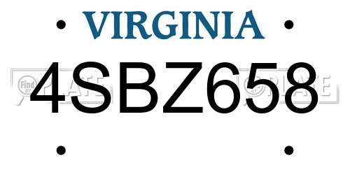 4SBZ658 Virginia License Plate