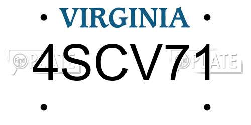 4SCV71 Virginia License Plate