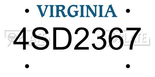 4SD2367 Virginia License Plate