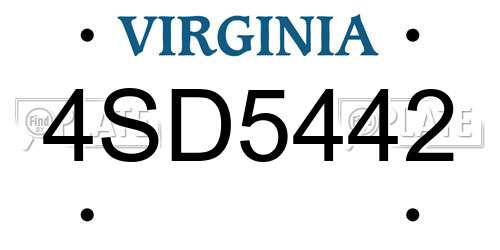 4SD5442 Virginia License Plate