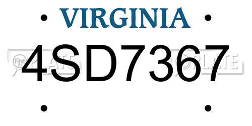 4SD7367 Virginia License Plate