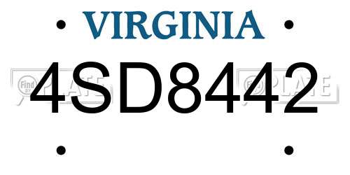 4SD8442 Virginia License Plate