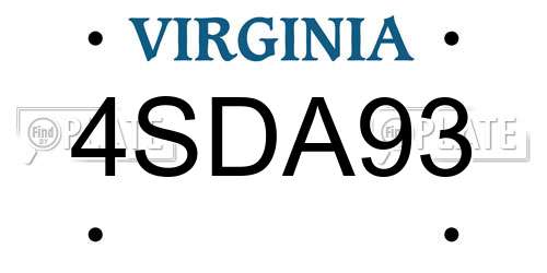 4SDA93 Virginia License Plate