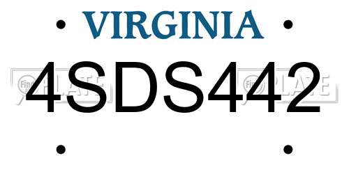 4SDS442 Virginia License Plate