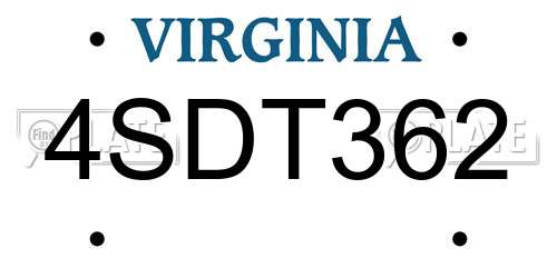 4SDT362 Virginia License Plate