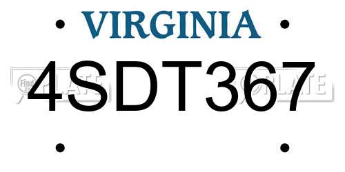 4SDT367 Virginia License Plate