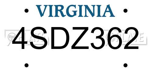 4SDZ362 Virginia License Plate