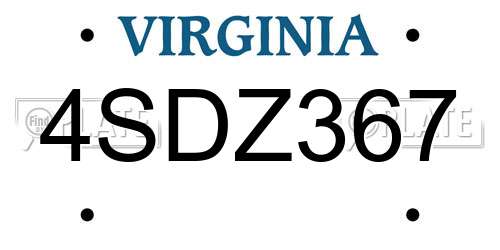 4SDZ367 Virginia License Plate