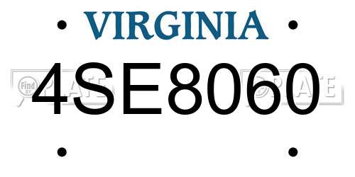 4SE8060 Virginia License Plate