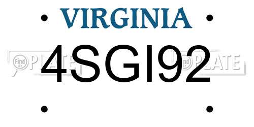 4SGI92 Virginia License Plate