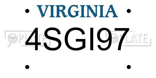 4SGI97 Virginia License Plate