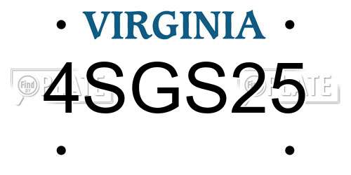 4SGS25 Virginia License Plate