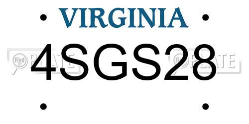 4SGS28 Virginia License Plate