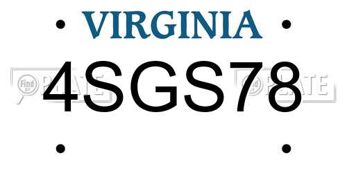 4SGS78 Virginia License Plate