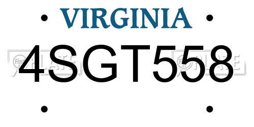 4SGT558 Virginia License Plate