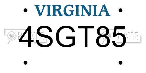 4SGT85 Virginia License Plate