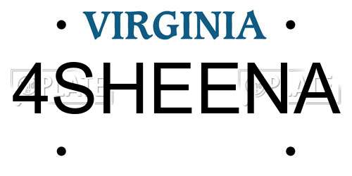 4SHEENA Virginia License Plate