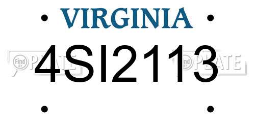 4SI2113 Virginia License Plate