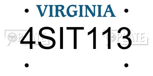 4SIT113 Virginia License Plate