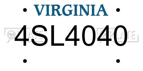 4SL4040 Virginia License Plate