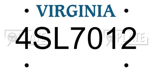 4SL7012 Virginia License Plate