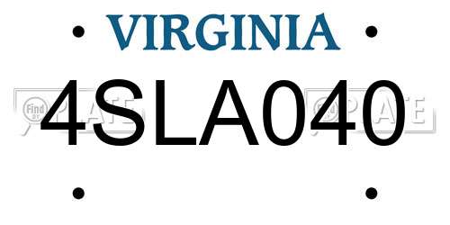 4SLA040 Virginia License Plate