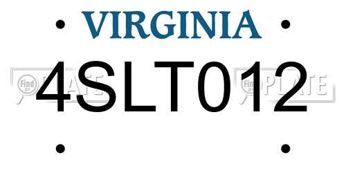 4SLT012 Virginia License Plate
