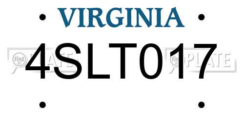 4SLT017 Virginia License Plate
