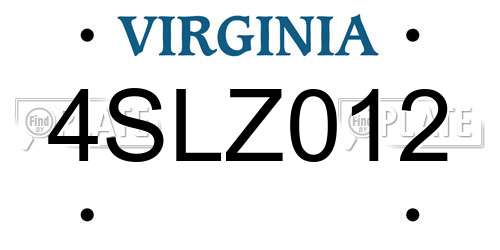 4SLZ012 Virginia License Plate