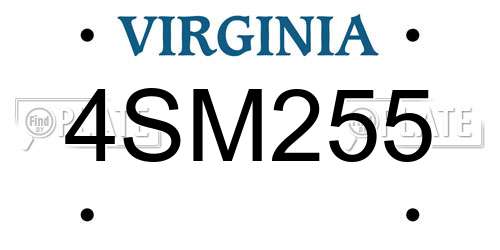 4SM255 Virginia License Plate