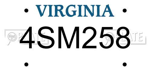 4SM258 Virginia License Plate