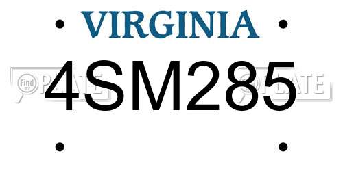 4SM285 Virginia License Plate