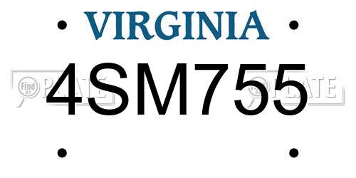 4SM755 Virginia License Plate