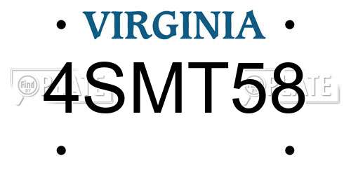 4SMT58 Virginia License Plate
