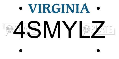 4SMYLZ Virginia License Plate
