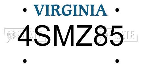 4SMZ85 Virginia License Plate
