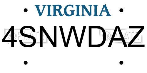 4SNWDAZ Virginia License Plate