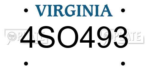 4SO493 Virginia License Plate