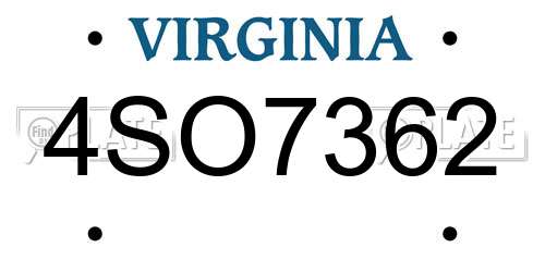 4SO7362 Virginia License Plate