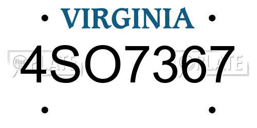 4SO7367 Virginia License Plate