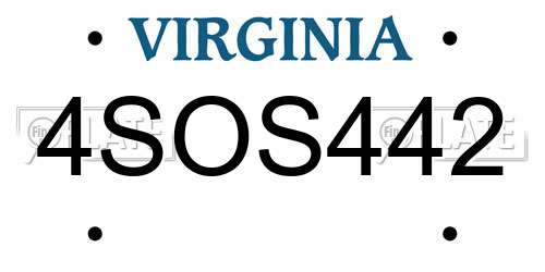 4SOS442 Virginia License Plate