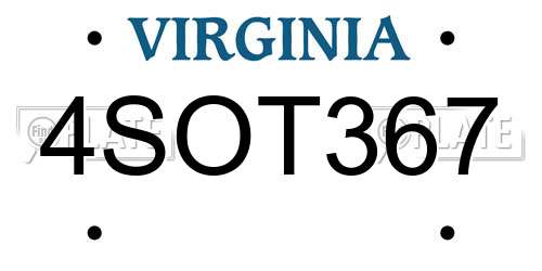 4SOT367 Virginia License Plate